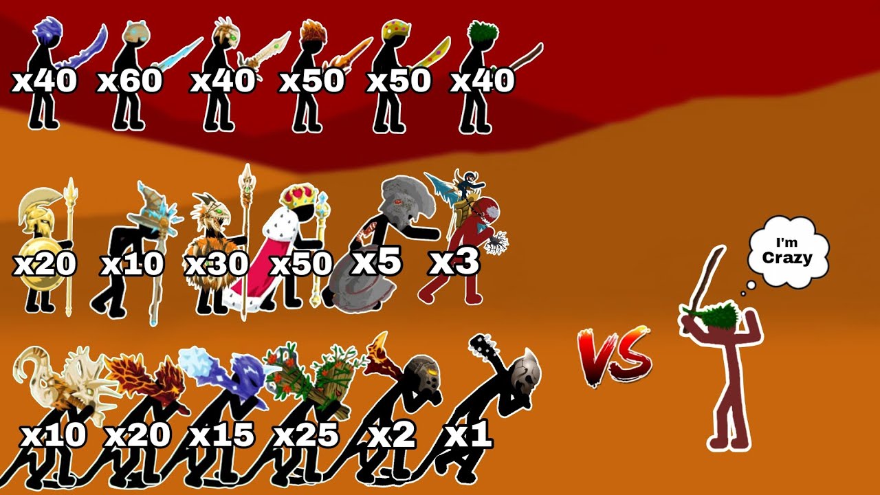 All Stick Figures Vs Swordwrath General Boss - Ultimate Battle in Stick War Legacy 
