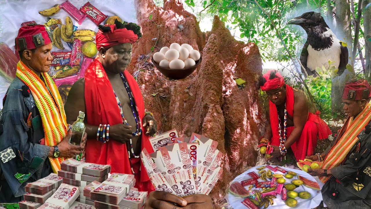 Ant Hill Rituals With Fruits And Candy For Continues Flow Of Cash.