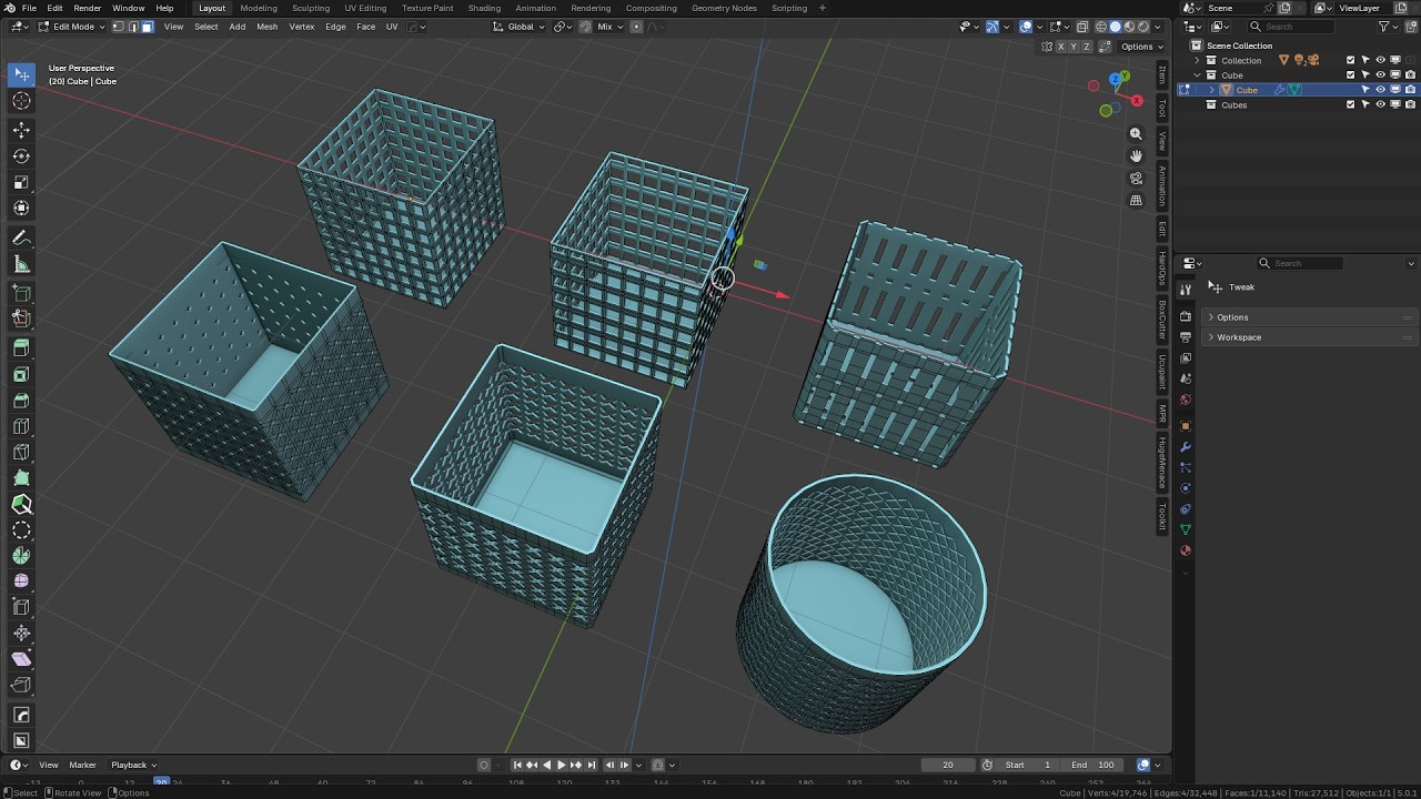 39. Blender modeling practice #13, (baskets), Enjoy Blender!