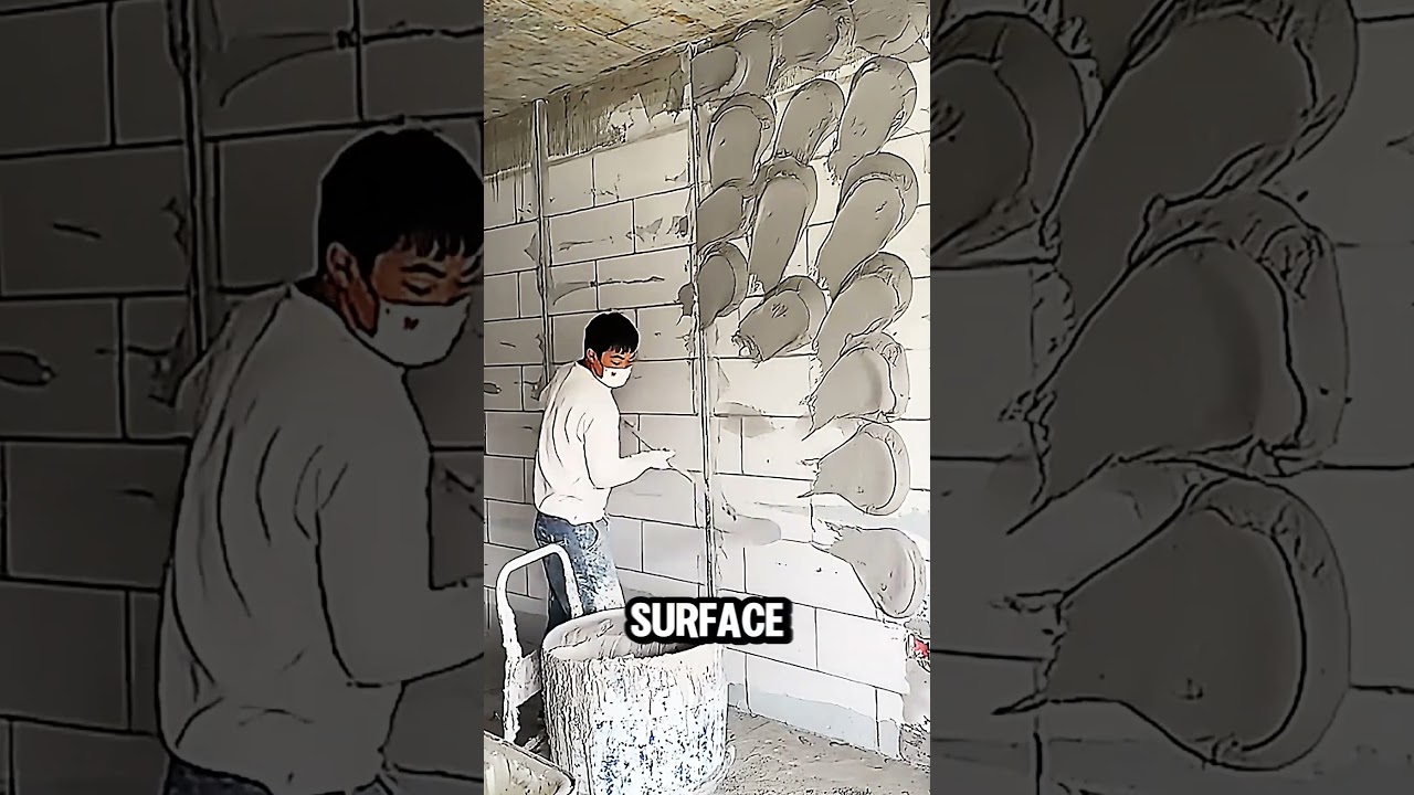 Sa technique pour enduire de grandes surfaces est incroyable ! #construction #travaux #chantier #btp