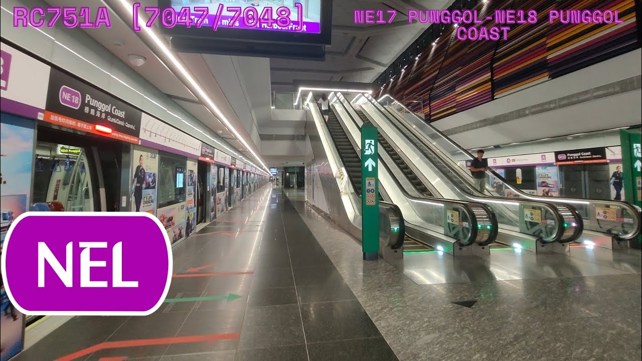 [Slow PSD closing] NE17 Punggol-NE18 Punggol Coast Alstom Metropolis RC751A [7047/7048] 