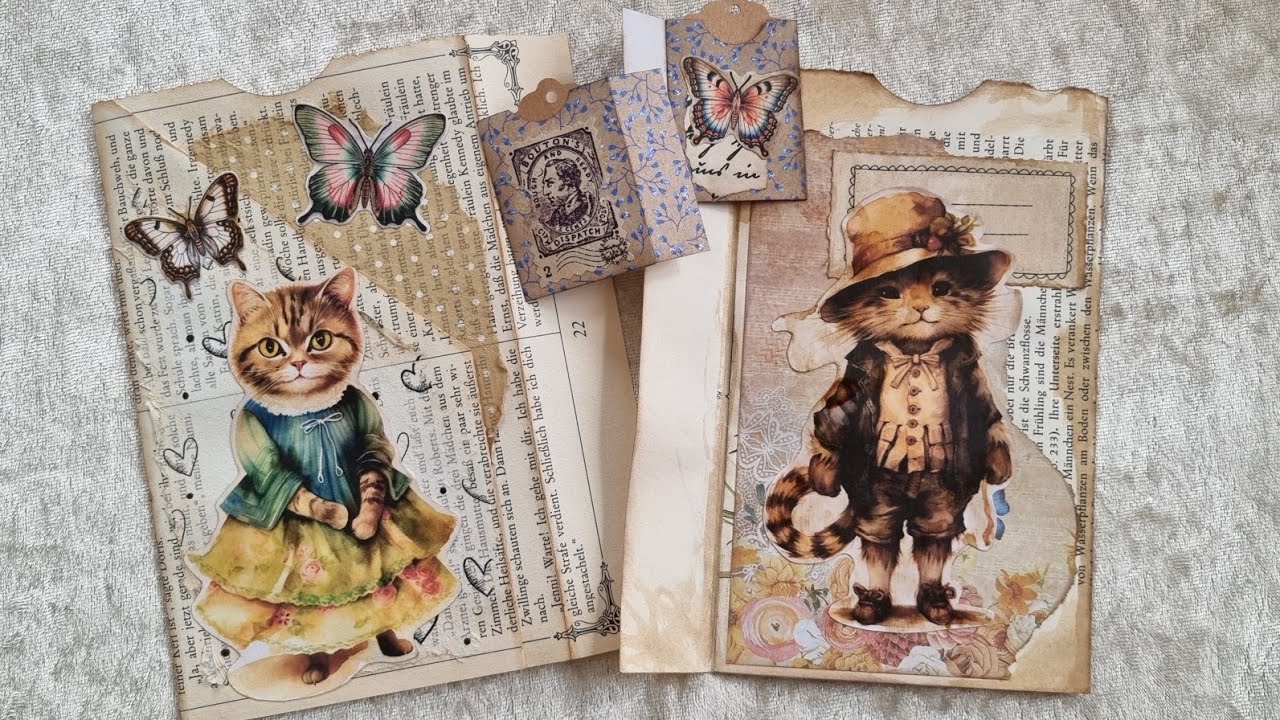 GANZ EINFACH  - süße Pocket / Umschlag aus alten Buchseiten - fürs Junk Journal
