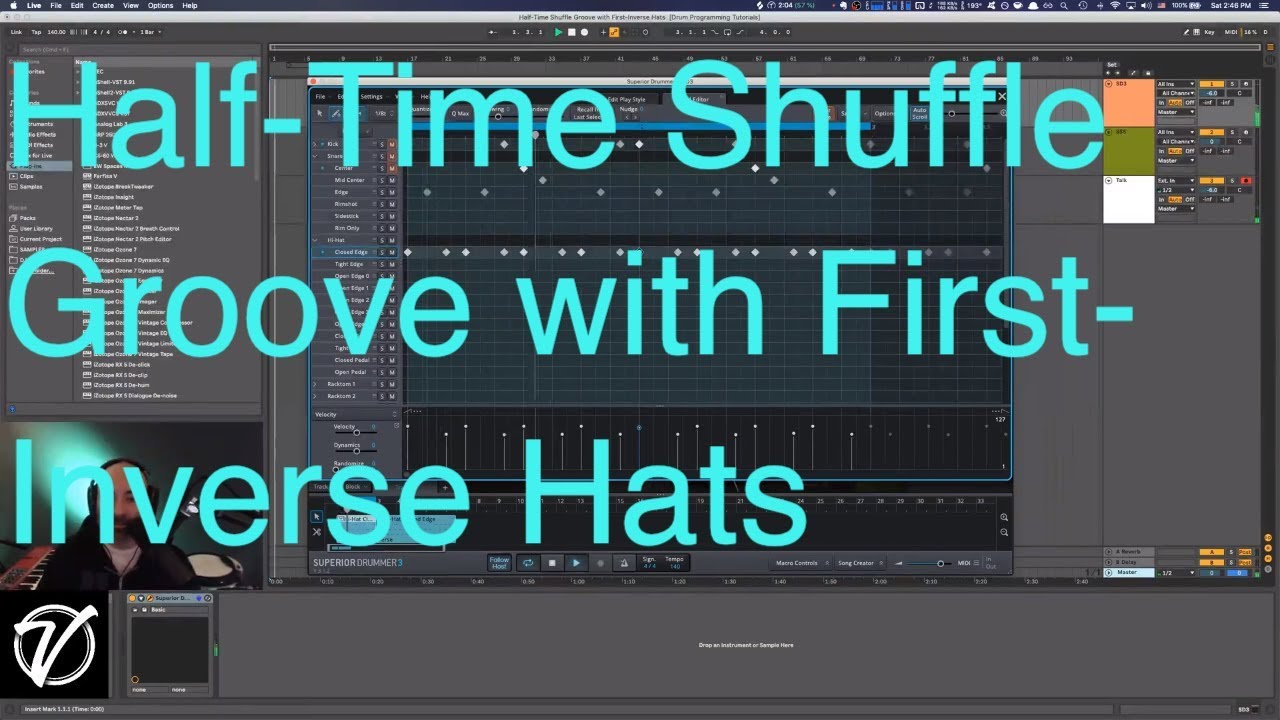 Half-Time Shuffle Groove with First-Inverse Hats in Superior Drummer 3