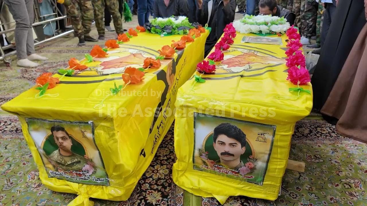 Public funeral held in Najaf for Kataib Hezbollah members killed by an airstrike in Baghdad