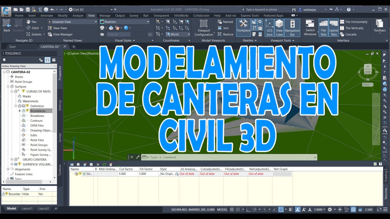 MODELAMIENTO DE CANTERA EN CIVIL 3D