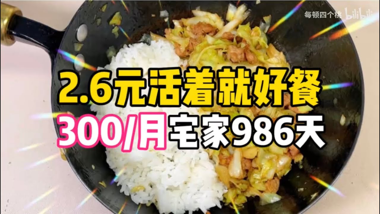 2.6元活着就好餐！95女不上班986天！下饭包菜肉沫～#food #美食 