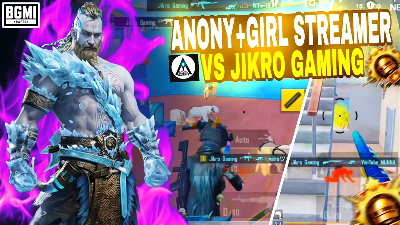 ⚜️ Anony Gaming + 3 Stremer 🔱 Girl Gamer Live streamer Vs Jikro | Instance 1v4 Squad Vipe #bixiop 