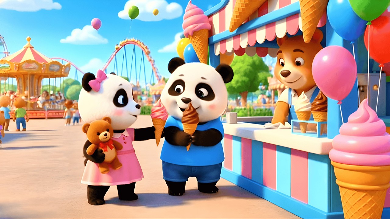 🐼 A Scary Theme Park Ride 🎢 | How Ben Learned to Face His Fear  | Panda Familly