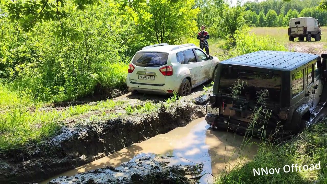 Jeep Wrangler, Nissan Terrano 3, Нивы, Уазы, Луаз на бездорожье.