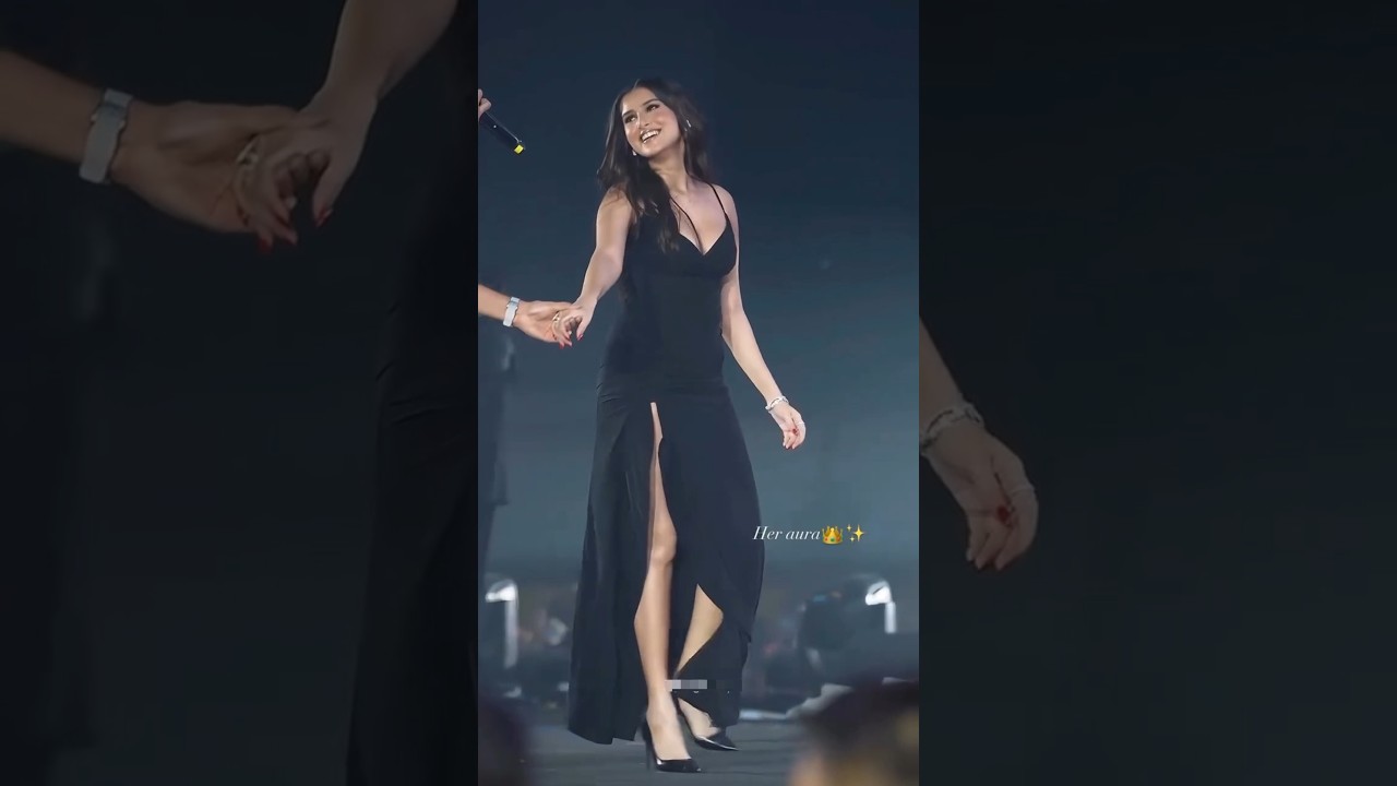 Tara owns the night in classic black thigh-high slit dress from House of CB worth rs?🤯🥵
