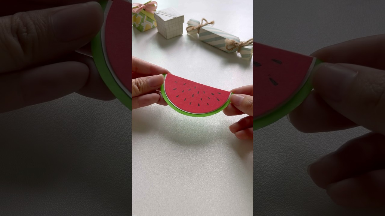 DIY watermelon card with a hidden message #diy #gift #papercraft #cute