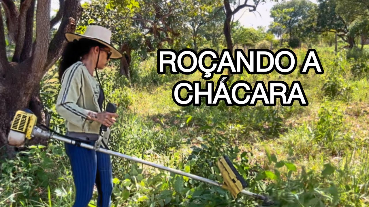 Usando roçadeira para roçar a chácara - Como usar uma roçadeira