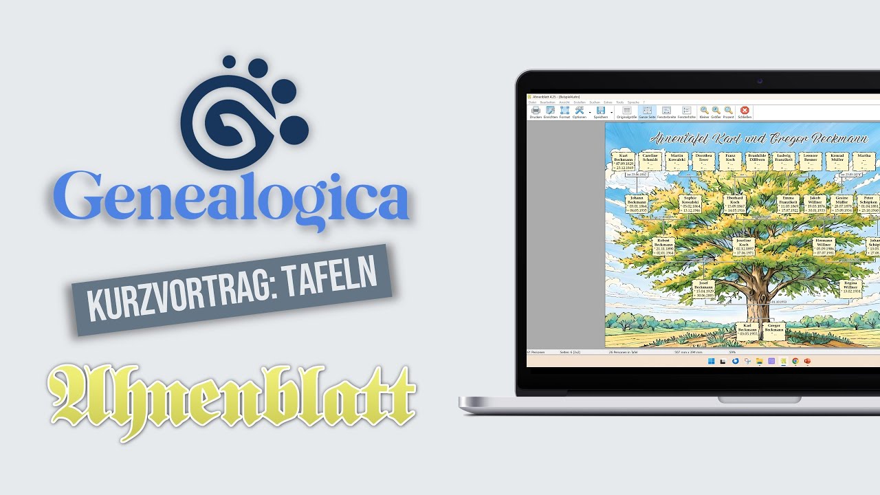 Genealogica 2025 - Kurzvortrag - Tafeln erstellen mit Ahnenblatt
