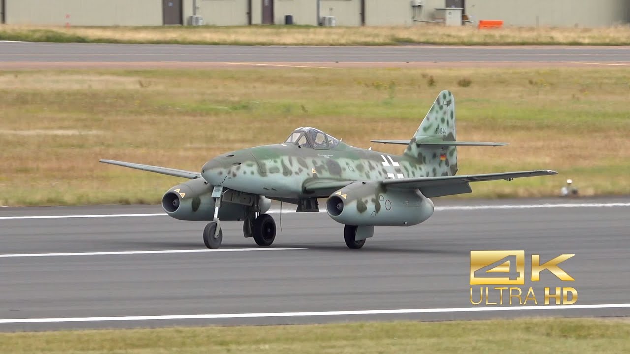 (4K) Messerschmitt Me-262 Schwalbe D-IMTT arrival RAF Fairford RIAT 2023 AirShow