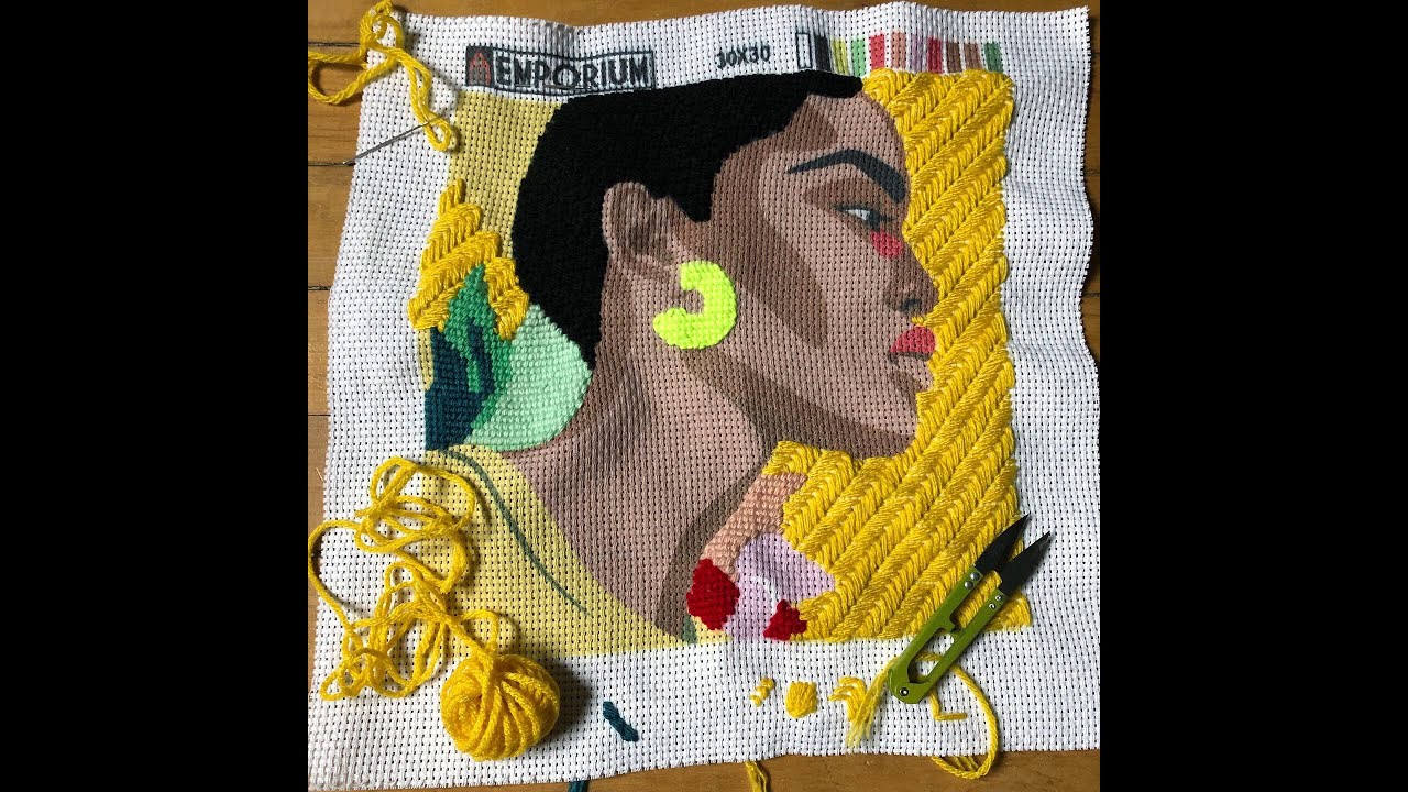 Bordado punto cruz en ca&ntilde;amazo o gobelino con lana y punto Especial Zig Zag - esterillas petit point