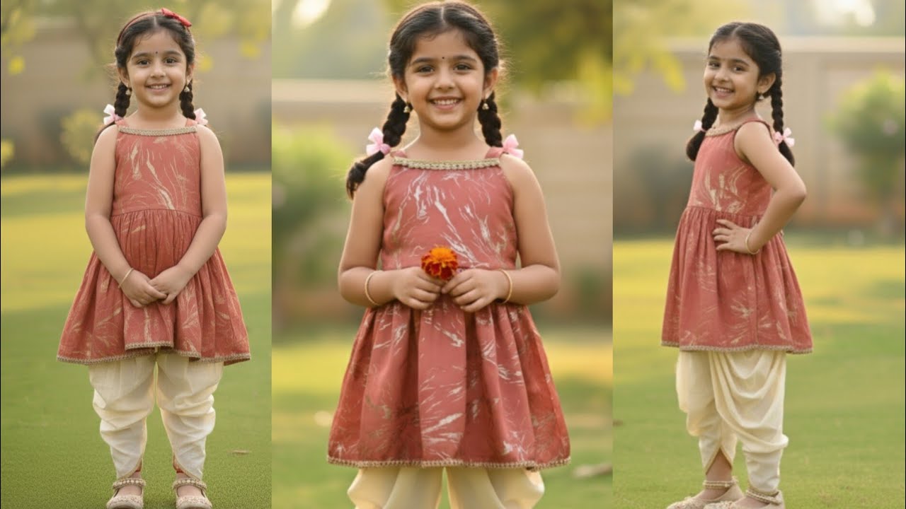 Stylish Baby Girl Outfit | Kurti with Dhoti Salwar | Traditional Kids Dress