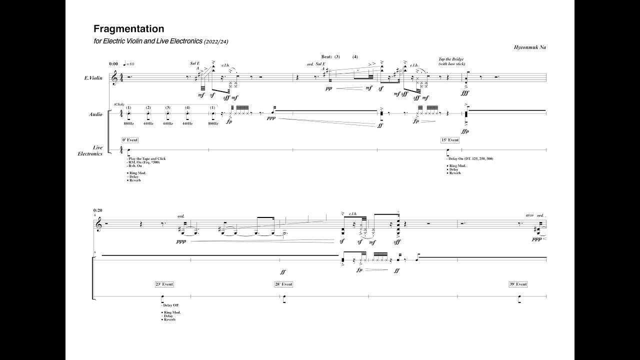 'Fragmentation' for Electric Violin and Live Electronics (2022/24)