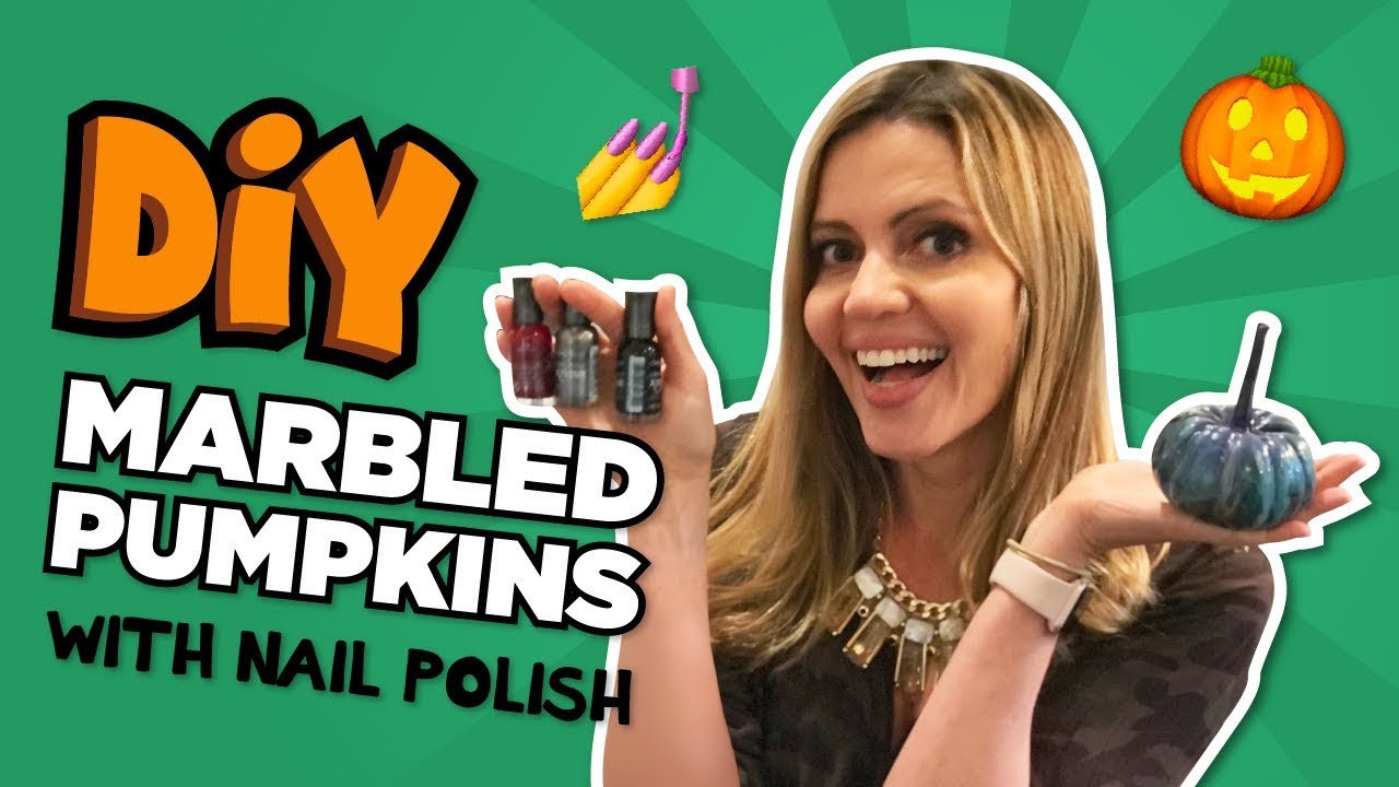 DIY Nail Polish Marbled Pumpkins // Nailed It