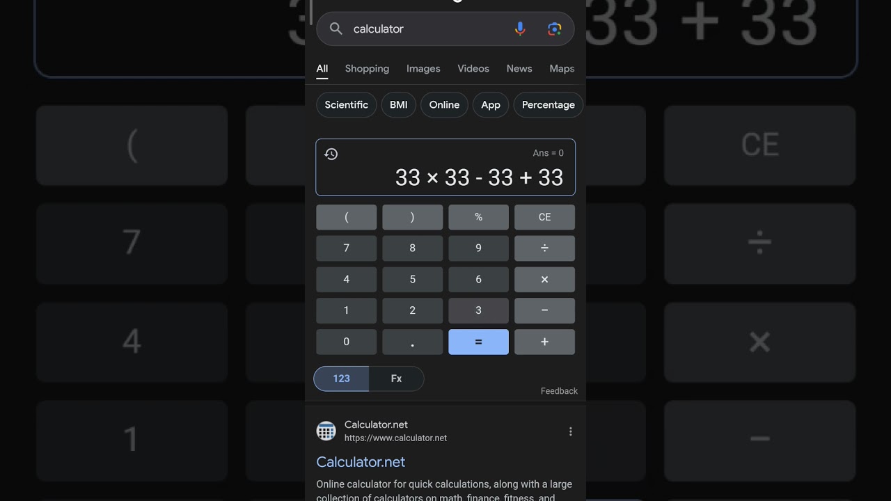This is how to calculate infinity (works only on Google) #infinity #calculator #google #shorts