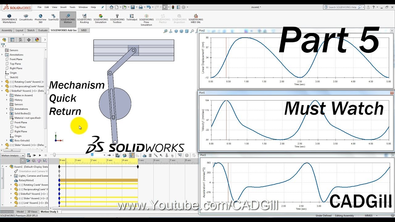 Mechanism Part 5 - Quick Return Mechanism Modeling & Simulation in SolidWorks