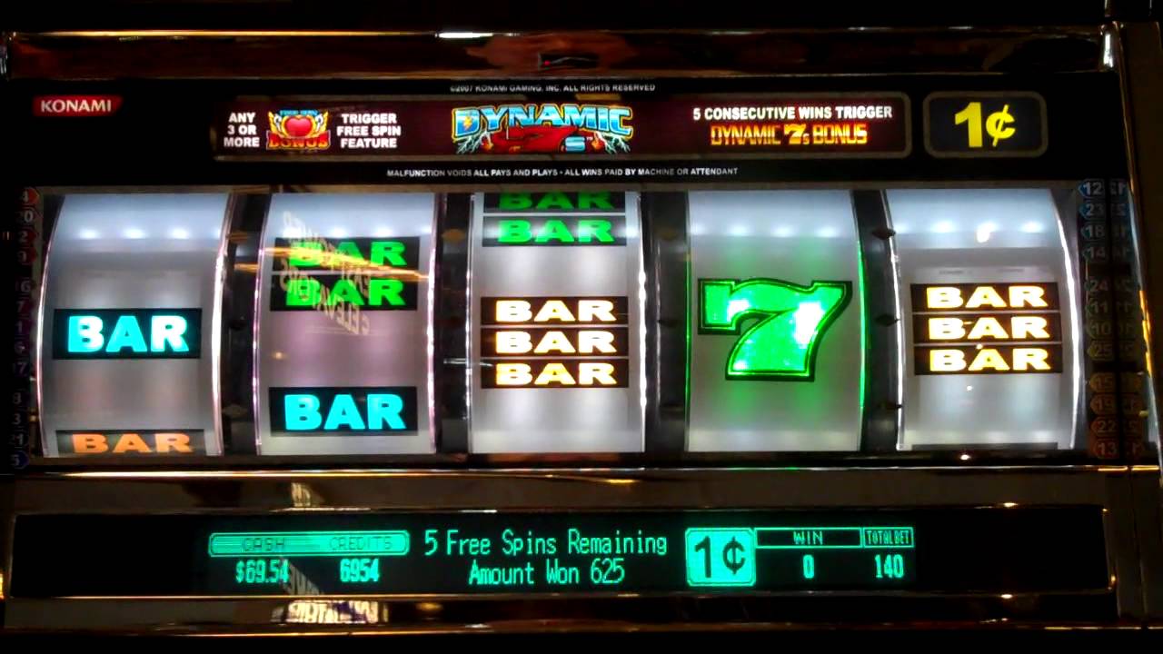 Dynamic 7 (Konami) Slot Machine Free Spins Bonus Game