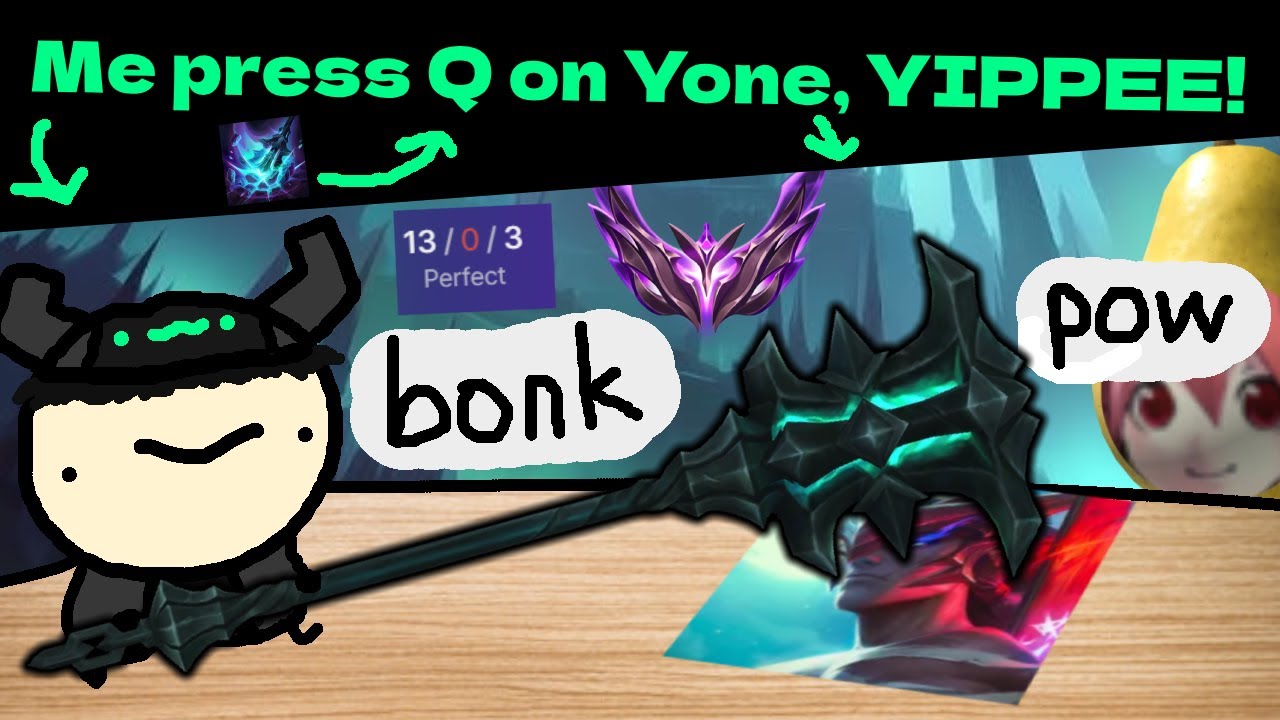 Okay, so here's the gameplan: Press Q. [ Mordekaiser vs. Yone gameplay ]