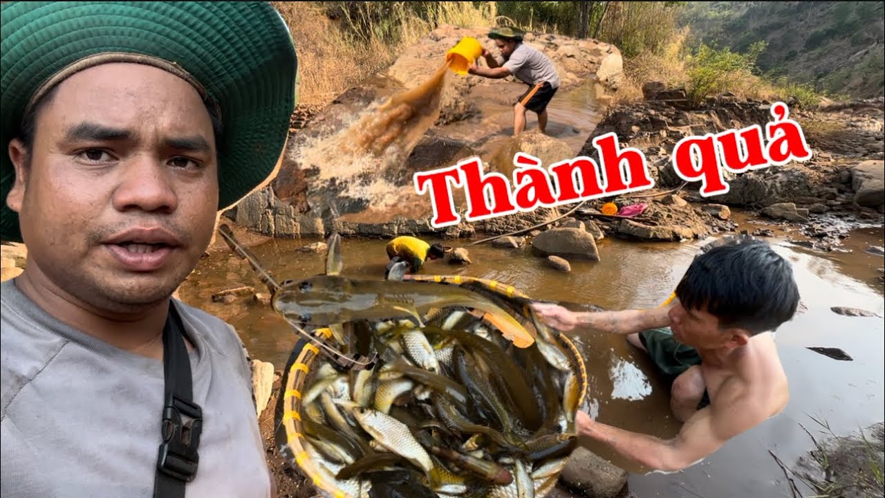 Phần 2 Thành quả Hút nước suối cạn bắt cá ở trong rừng