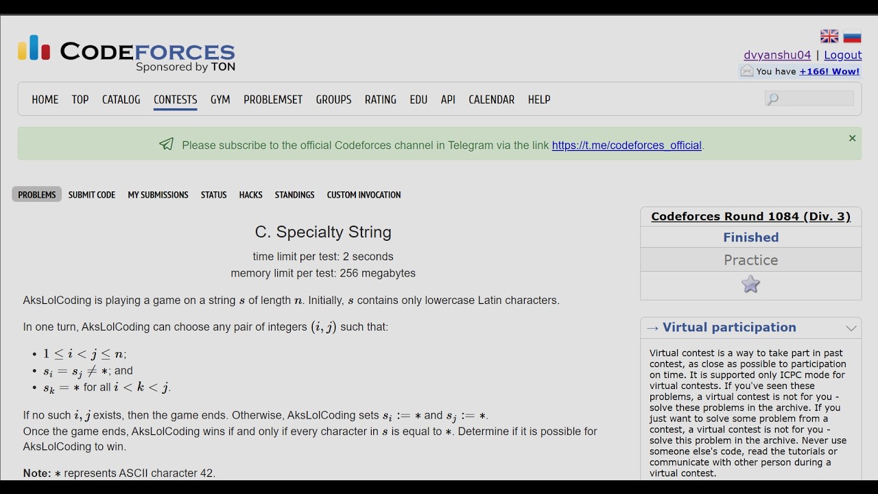 C. Specialty String | Codeforces Round 1084 (Div. 3)
