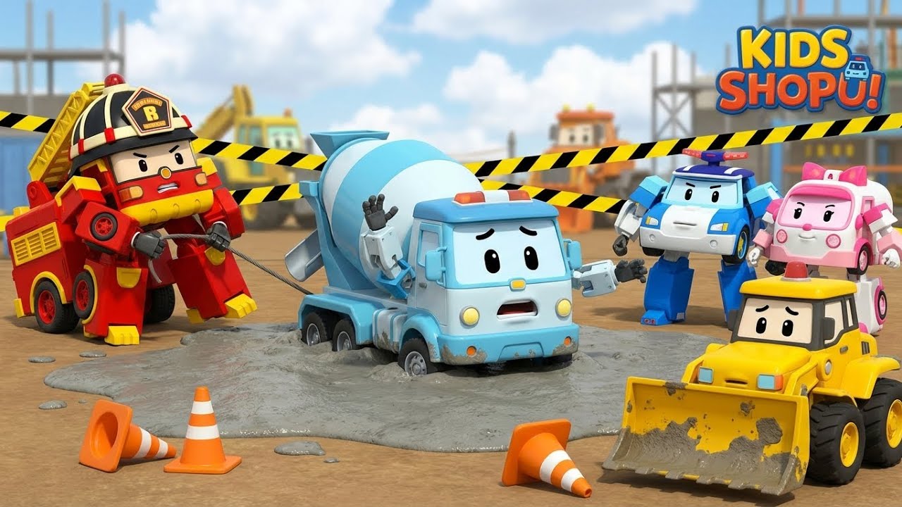 Construction Site Safety Mission: The Concrete Rescue! 🚔 | Robocar Poli | STEM & Traffic Safety