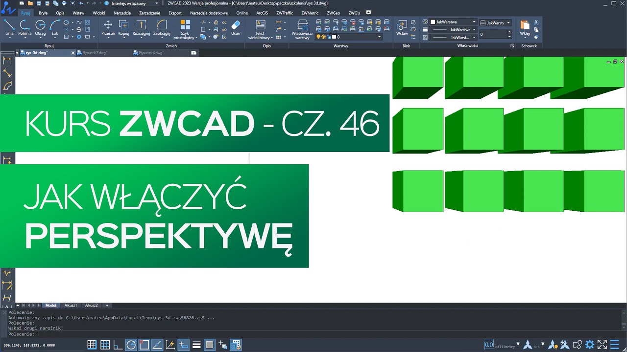 Jak włączyć perspektywę? Kurs ZWCAD. Cześć 46