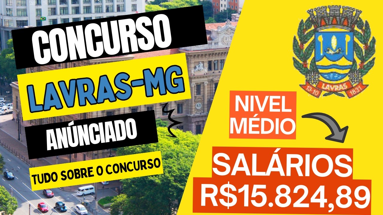 Concurso Prefeitura de Lavras MG 2026: Edital com 169 Vagas e Salários de até R$ 15,8 mil