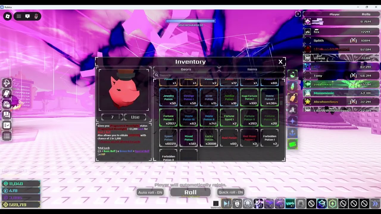 Sol's RNG Dreamspace Snipe | 6 Oblv 5 Godlike 52 HP 6 Bounds And Other