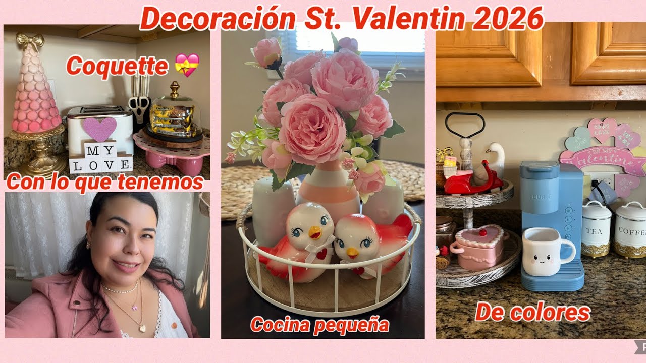 Decoración St.Valentin💝Coquette de cocina pequeña-utilizando lo que tenemos. 😔Solo decoramos cocina