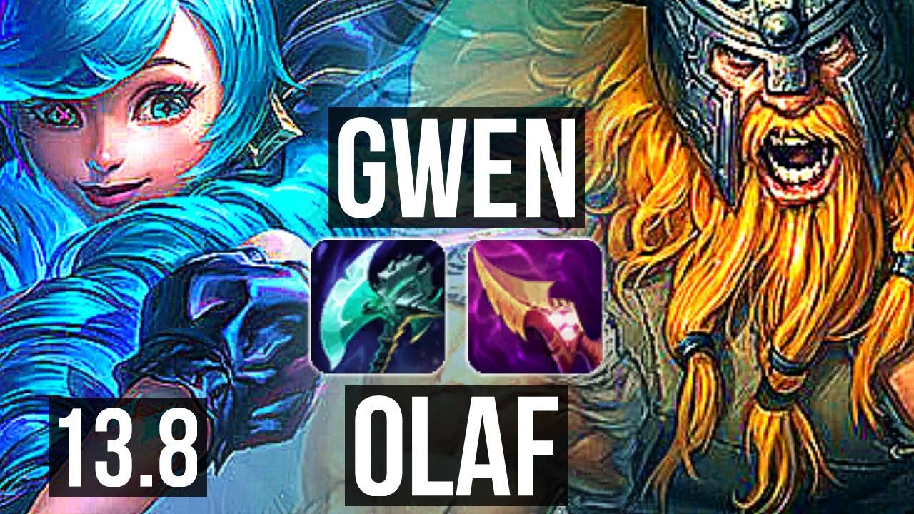 GWEN vs OLAF (TOP) | 71% winrate, 7 solo kills, Godlike | KR Master | 13.8