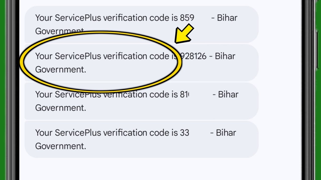What is the meaning of Your Service Plus verification code of Bihar Government?