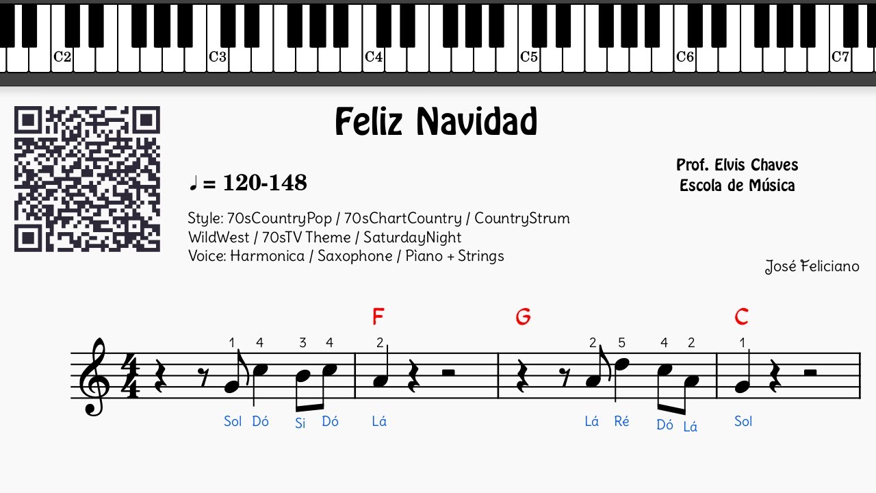 🎼 Feliz Navidad - 6910 - José Feliciano - Tutorial Partitura Fácil