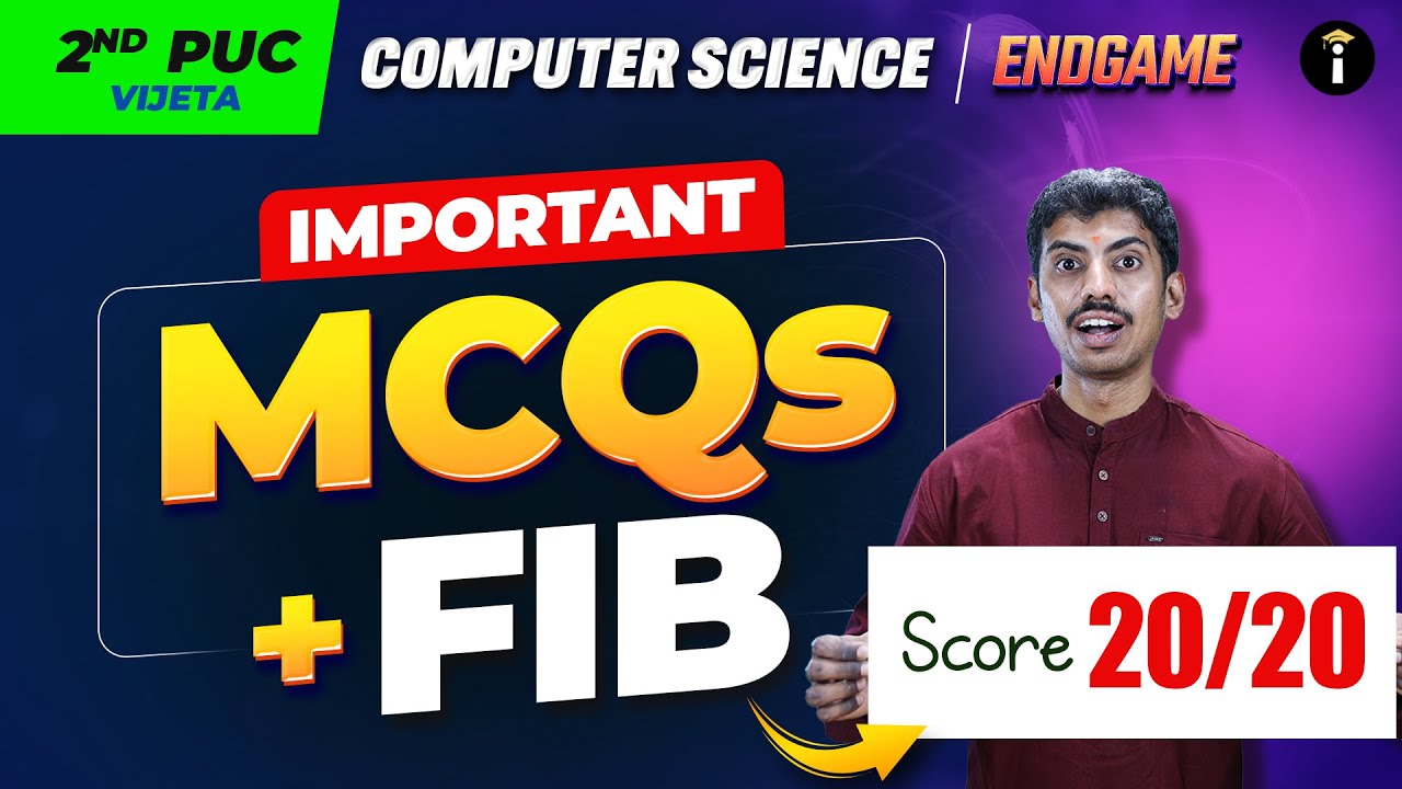 2nd PUC Computer Science Most Important MCQ's + FIB 20/20 #computerscience   #importantquestions
