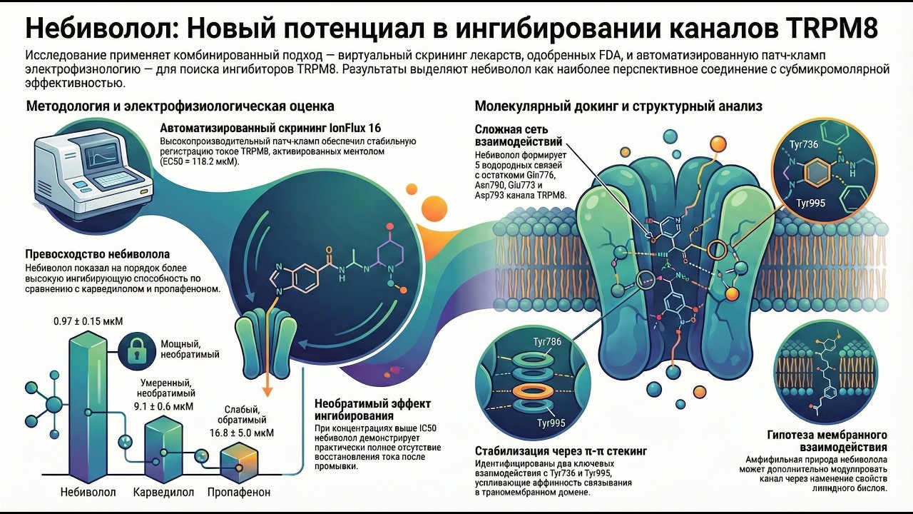 Небиволол как мощный блокатор канала TRPM8: мигрень, нейропатическая боль, гиперактивный моч.пузырь