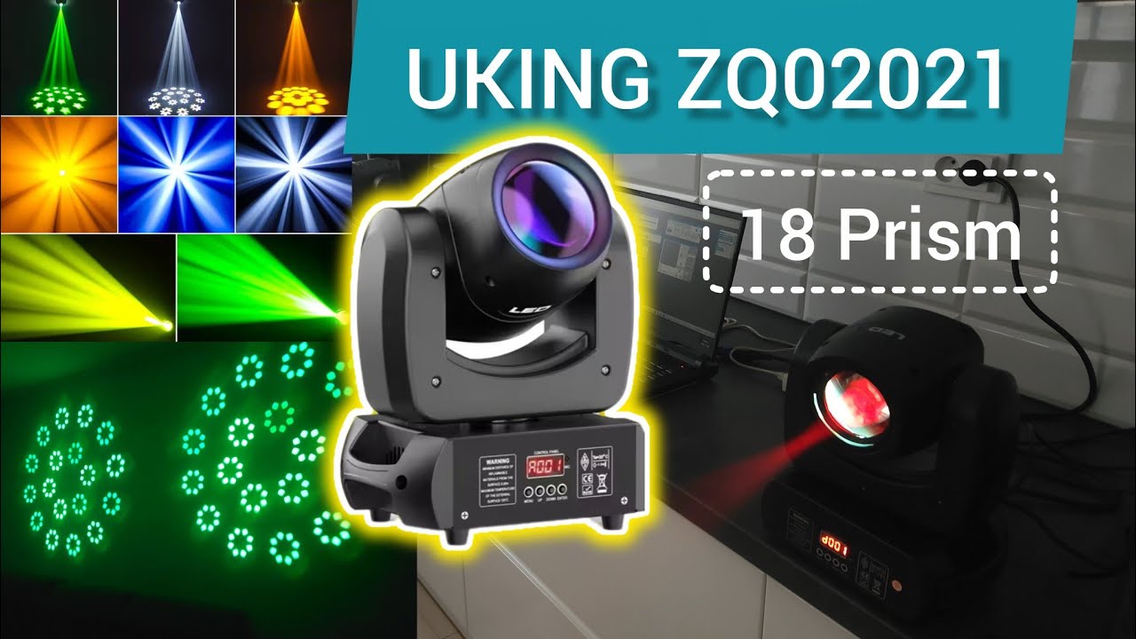 UKING ZQ02021 18 Prism 100W 150W LED Beam Gobo Moving Head