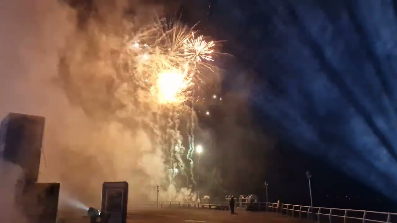 Fireworks At Clacton On Sea Essex Pier with Sound & light show for King Charles III's coronation