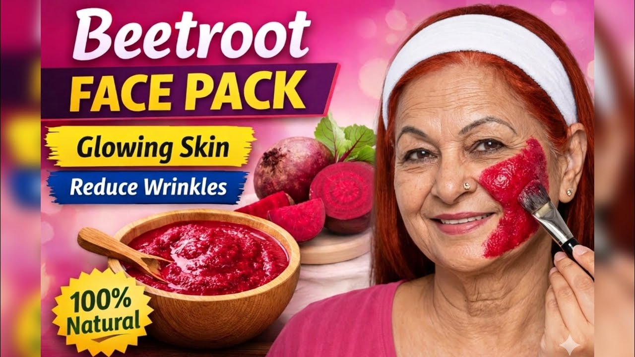 💯 चुकंदर फेस पैक -60 की उम्र में भी चेहरे पर जवानी वाली चमक।Beetroot Face Pack 🌸 | Anti-Aging Remedy