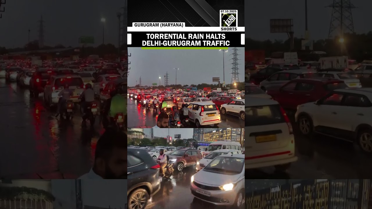 Heavy rain triggers major traffic jam on Delhi-Gurugram highway