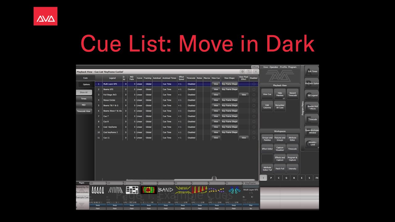 Cue List Move In Dark