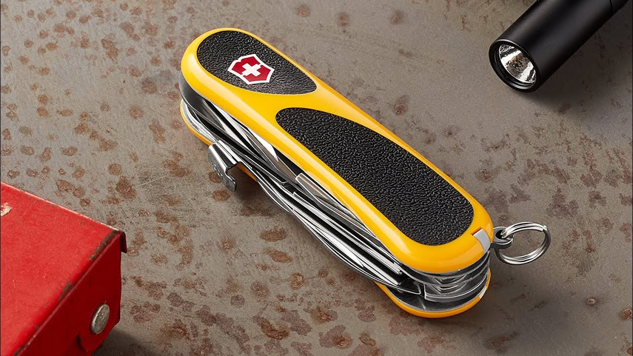 The Victorinox Evolution Grip S18 Yellow Swiss Army Knife
