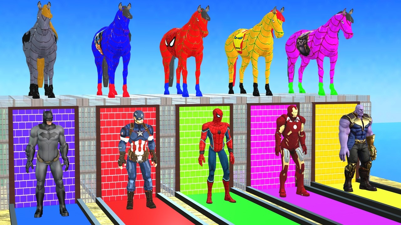Long Slide Game With Cow Elephant Gorilla Hippopotamus Tiger - 3d Animal Game - Funny 3d Animals