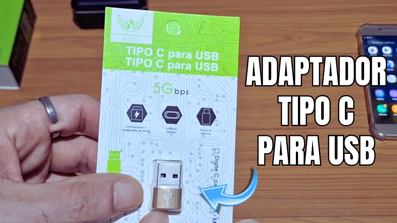 Adaptador Tipo C para USB - Para Conectar Microfone de Lapela sem Fio no PC ou Notebook