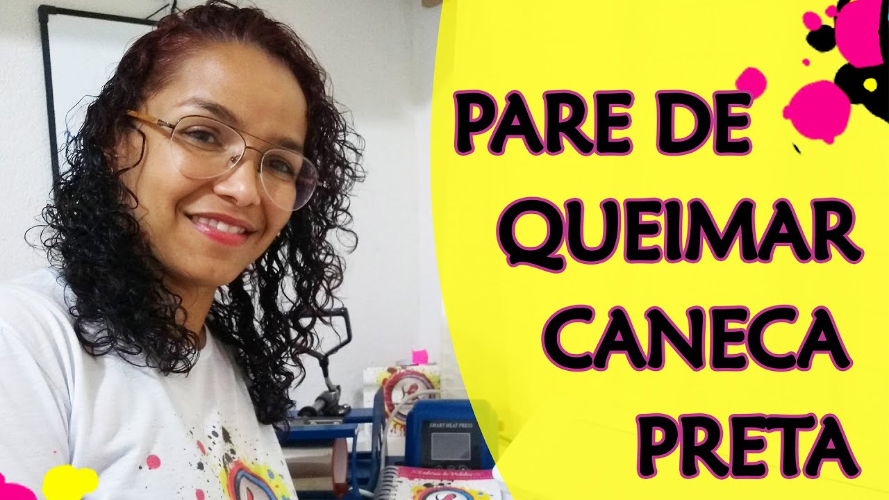 Pare de queimar caneca de fundo preto.