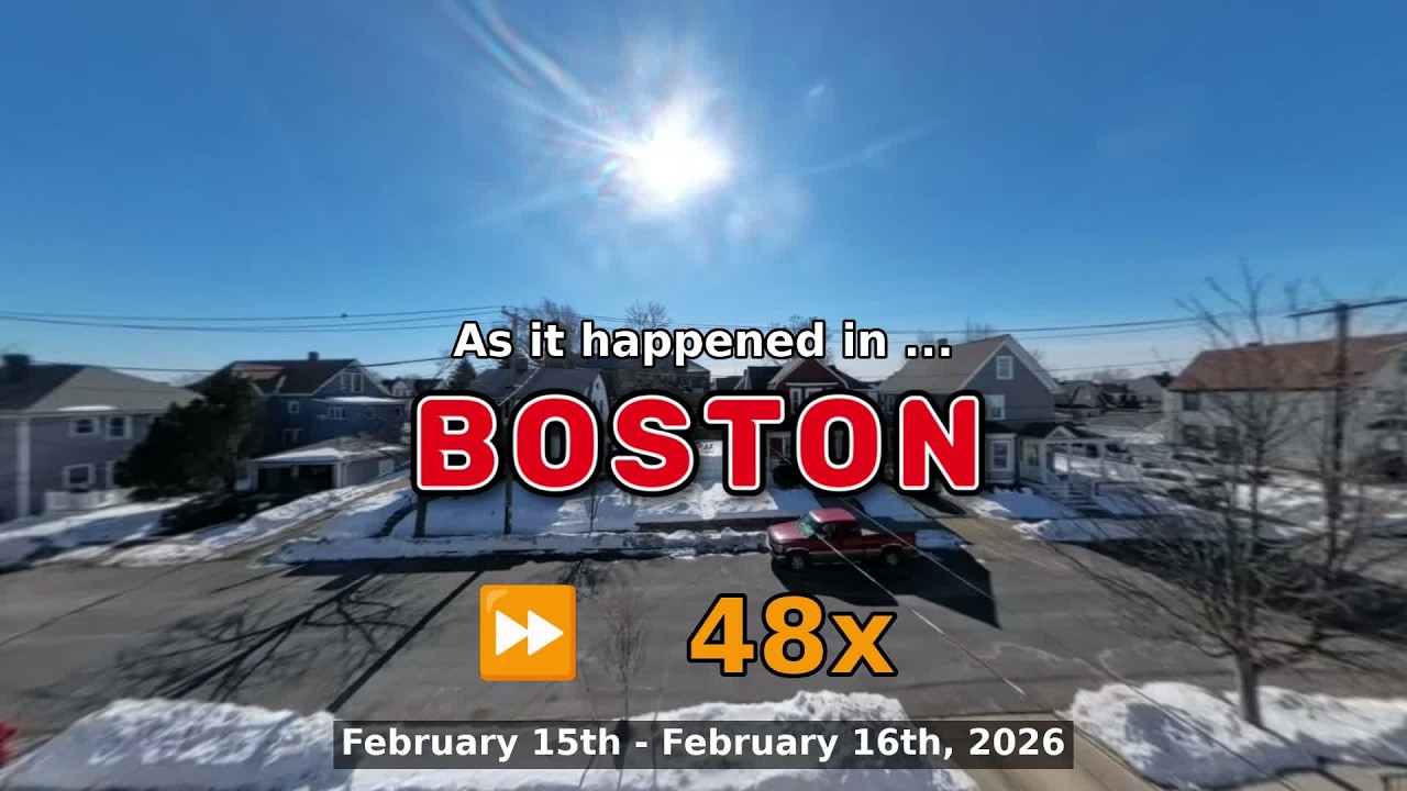 ⏩ Daily Time Lapse of the Boston Weather 360° Live Stream February 15th - 16th 2026 (48x) [Beta]