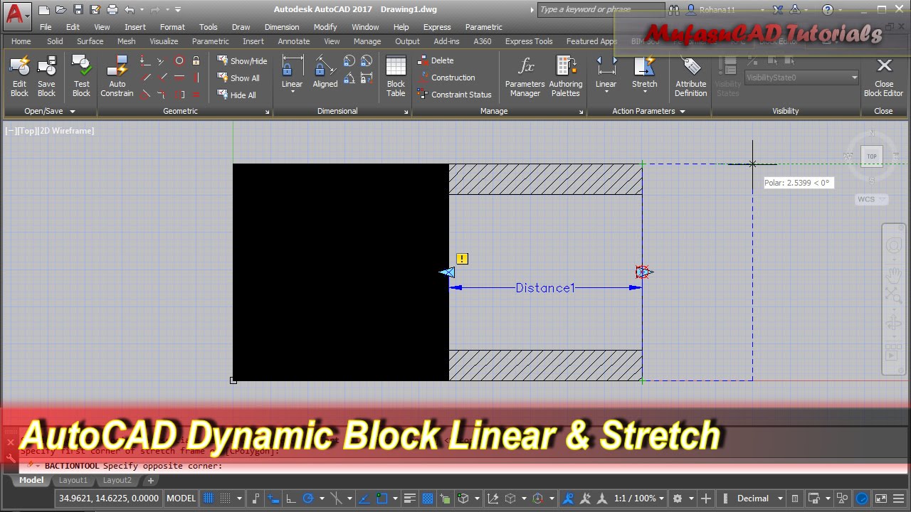 AutoCAD Dynamic Block Linear & Stretch