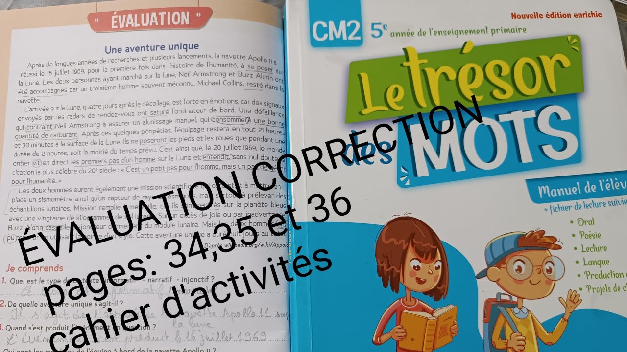 ÉVALUATION CORRECTION cahier d'activités pages 34,35 et 36 Le trésor des mots CM2